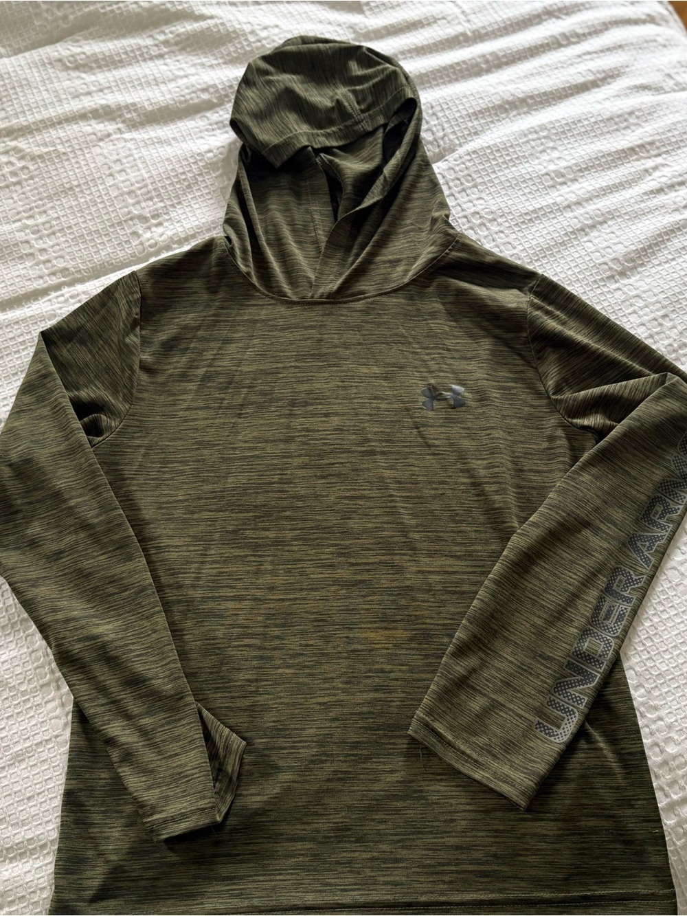 Boys Under Armour Olive Green Hooded Performance Long Sleeve